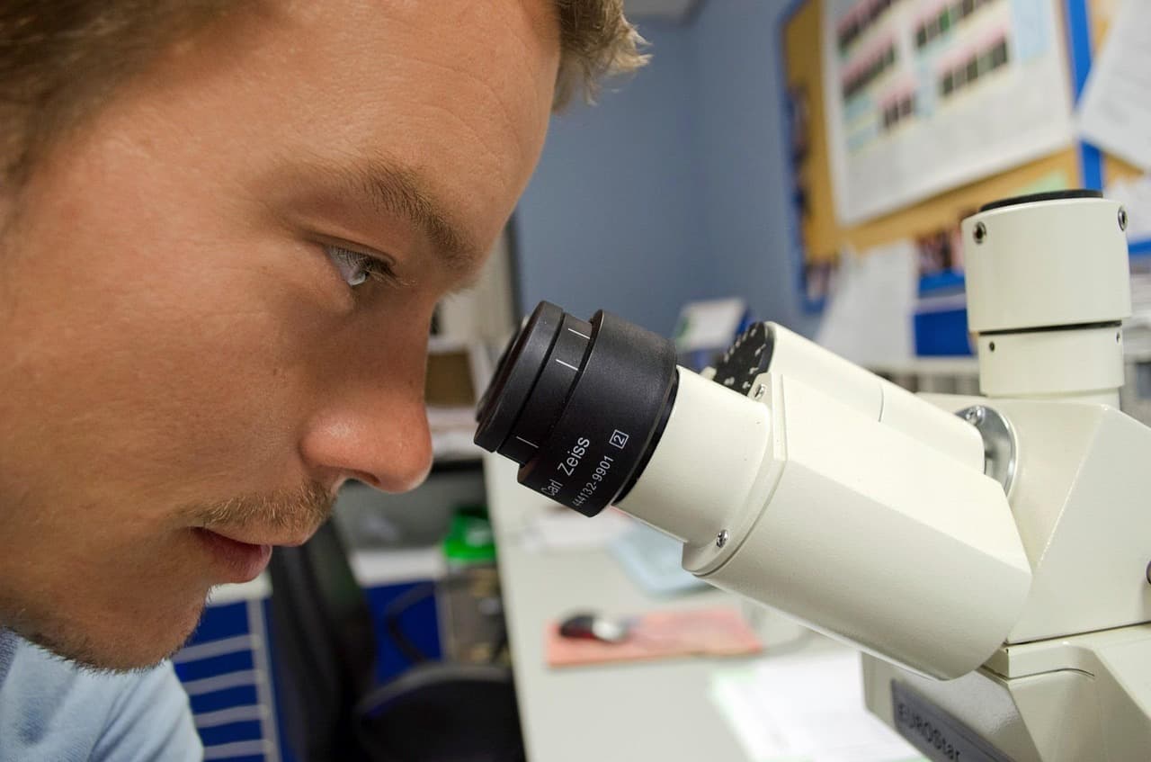 A scientist studying something