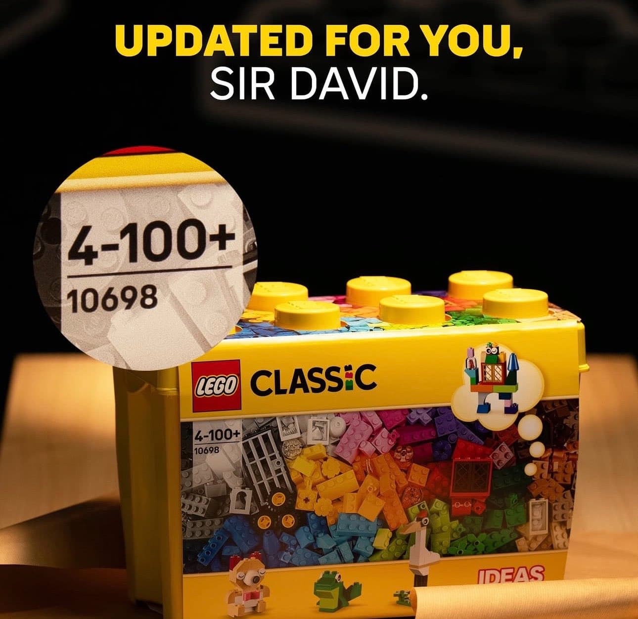 A lego box with age ranges from 4-100+